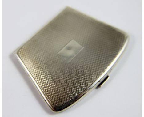 Silver plate Art Deco powder compact with engine turned design