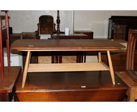 Ercol light oak two tier coffee table L ~ 102cm