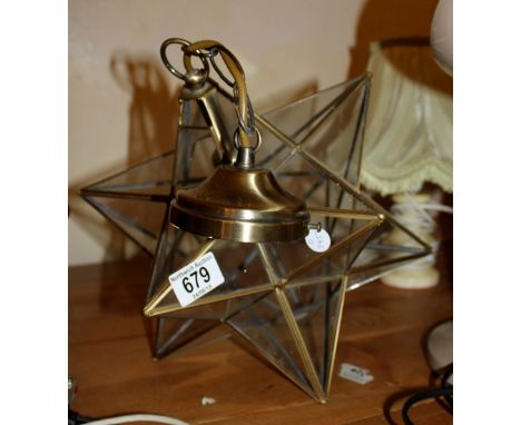 Star shaped glass and metal ceiling lamp