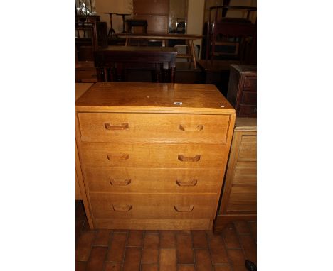 G-Plan light oak set of four drawers, 77 x 84cm