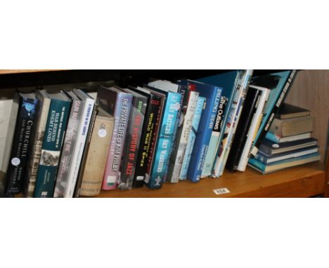 Shelf of mainly Military related hard back books