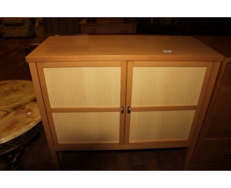 Modern beech effect cupboard with interior shelf, 92 x 85cm