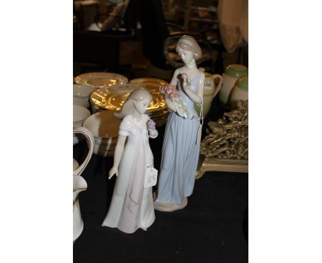 Two Nao figures including girl with roses