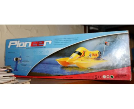 Radio controlled Pioneer racing model boat