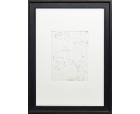 * PETER HOWSON OBE (SCOTTISH b 1958), UNTITLED NUDE SKETCH pencil on paper 29.5cm x 22cm Mounted, framed and under glass LETT