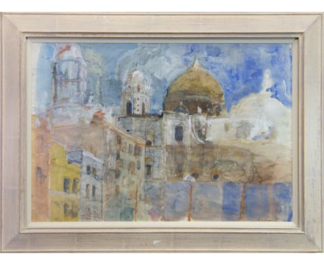 * ANN ORAM RSW (SCOTTISH b 1956), ARCHITECTURAL STUDY watercolour on paper, signed and dated '89 56cm x 81cm Framed