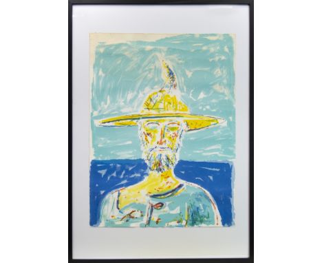 * JOHN BELLANY CBE RA HRSA (SCOTTISH 1942 - 2013), OLD MAN AND THE SEA II coloured print, artist proof 75cm x 56cm Mounted, f