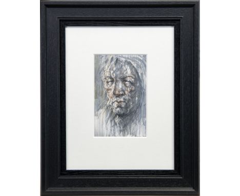 * PETER HOWSON OBE (SCOTTISH b 1958), UNTITLED (THREE YEARS) mixed media under glass, signed in pen, dated 2018, labelled and