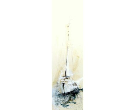* SARAH CARRINGTON (SCOTTISH b 1977), WHITE YACHT I mixed media, signed and dated 2000 78cm x 23cm Mounted, framed and under 
