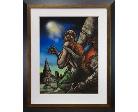 * PETER HOWSON OBE (SCOTTISH b 1958), THE END OF THE ROAD pastel on paper, signed and dated '09 60cm x 45cm Mounted, framed a