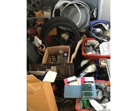 Vintage Motorcycle parts to include Tyres, rims, Lights, Seats, Manuals, Engine parts, etc.large quantity.