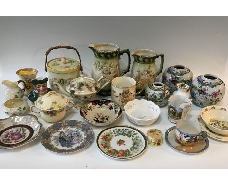 A selection of European, English and Chinese porcelain, to include: jug, vases, commemorative, Crown Devon, Clarice Cliff, Be