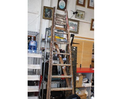 A pair of vintage wooden step ladders collection only 