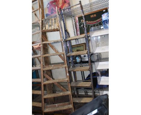 Two pairs of vintage step ladders collection only 