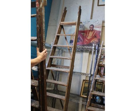 A pair of vintage wooden step ladders  collection only 