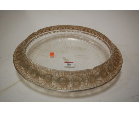 Rene Lalique moulded glass shallow bowl, stencil signature R Lalique France (with two large rim chips)