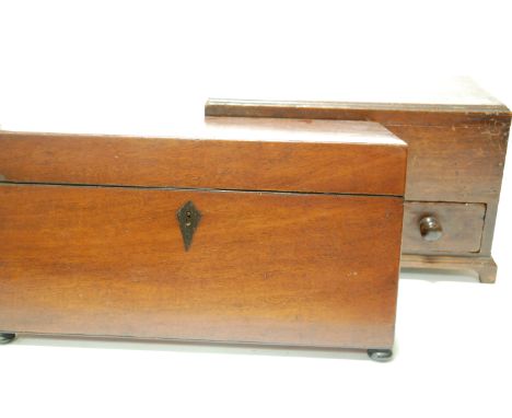 A 19th  century mahogany fitted tea caddy; and one other 19th century box with base drawer (2)