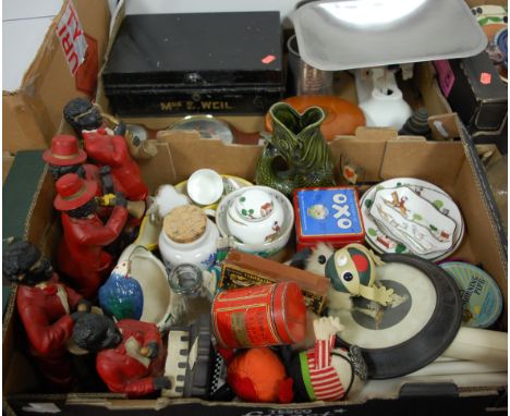 ***CHANGE TO CATALOGUE*** TWO boxes of mixed effects to include a set of scales, five musician figures, barometer etc