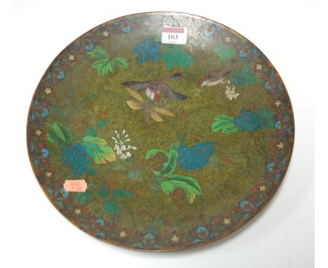 A Japanese Meiji period cloisonné enamel wall plate