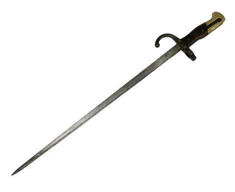 French 1874 pattern epee gras bayonet, the 52cm T section steel blade marked to the spine for the St Etienne arsenal 1877, th