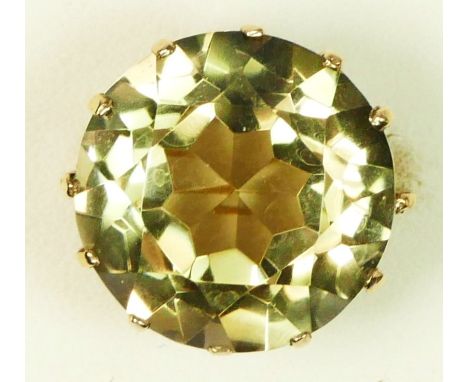 A 9ct gold and citrine dress ring, diameter 20mm, K, 10.4gm 