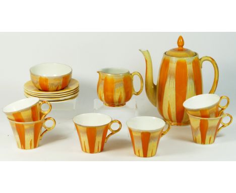 A Shelley Harmony Dripware orange and brown coffee service for six settings, c.1930'3, pattern number 8779/B comprising six R