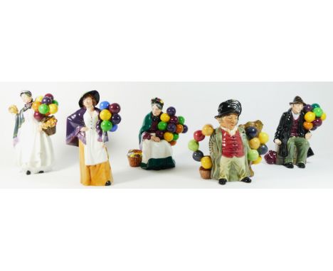Four Royal Doulton figures, to include Balloon Lady, stamped HN 2935, 21cm tall, boxed, The Balloon Man, HN 1954, 17cm tall, 