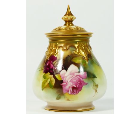 A Royal Worcester pot pourri vase, with floral and gilt decoration, c.1914, stamped on base 291 H 15.54, 13cm tallCondition :
