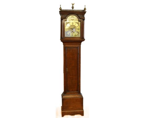 A late 19th century oak longcase clock, the brass dial with Roman numerals, inscribed James Smyth Saxmundham, with  thirty ho