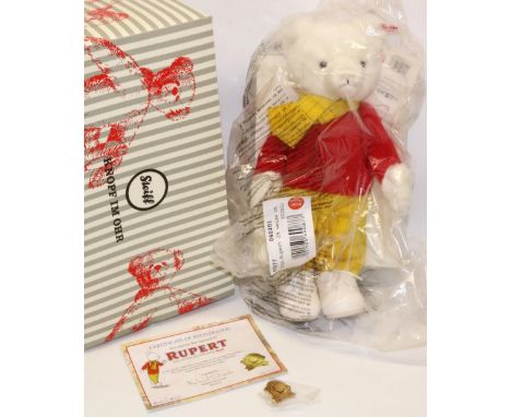 Steiff/Danbury Mint: Rupert the Bear, 690877, Centenary Edition, H29cm, with pin badge, box and certificate, in sealed bag 