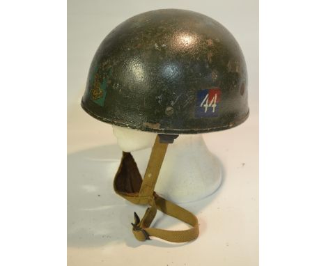 Vintage British Army paratroopers steel helmet with chin strap 