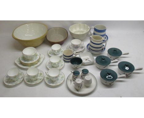 Partial Minton Vanessa tea set, Denby Greenwheat stoneware, T.G.Green ware, 4 Portmeirion 'Totem' coffee cups and flower vase