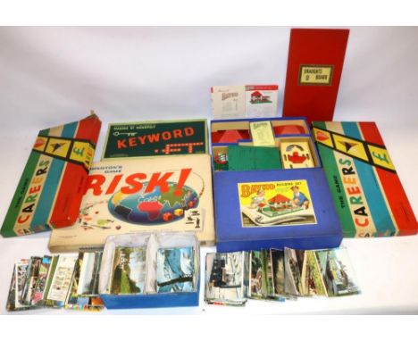 Bayko No.2 Building Set, collection of board games, and a quantity of mid-late C20th picture postcards (qty.) 