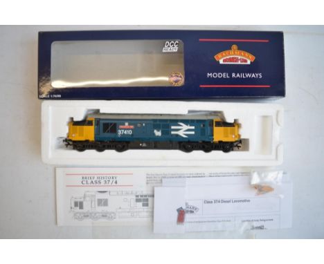 Bachmann OO gauge 32-382 DCC Ready Class 37/4 Diesel 37410 BR Blue/Large Logo "Aluminium 100" in excellent/near mint though d