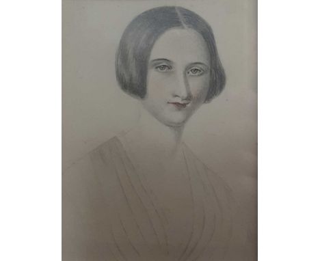 PRE-RAPHAELITE SCHOOL, PORTRAIT OF A WOMAN pencil on papermounted, framed and under glassoverall size 32cm x 29cm 