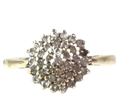 DIAMOND CLUSTER RING, indistinctly marked, size MQty: 1.8g