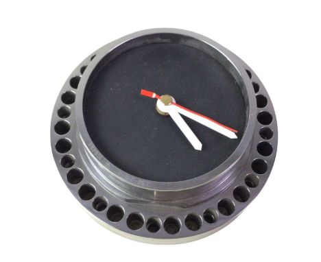 CHEVROLET CORVETTE C6 R DIFFERENTIAL CAP CLOCK, AND OTHER ITEMS  including a Rapport brass desk clock on wooden stand and a m