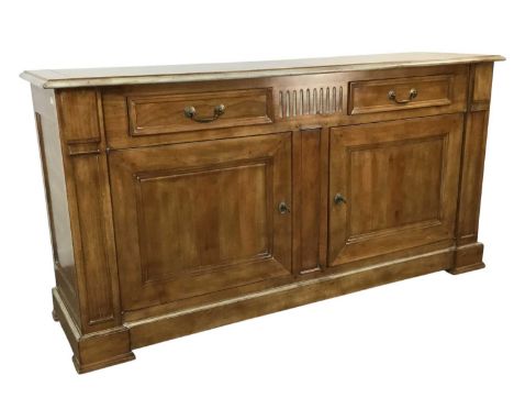 CONTEMPORARY LIGHT CHERRY WOOD SIDEBOARD, with two drawers over two doors with brass handles100cm high, 194cm wide