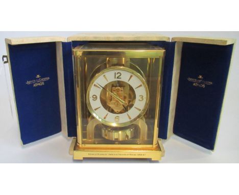 A Jaeger Le Coultre 'Atmos clock', calibre 526J in a lacquered carrying case with instructions and travel box. Condition Repo