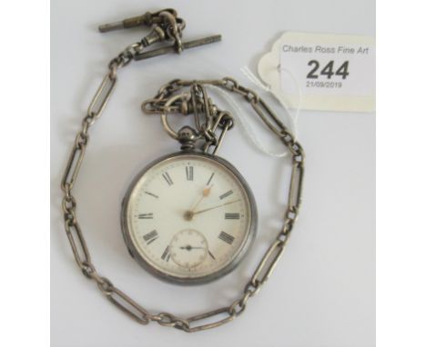 A hallmarked pocket watch and chain, Why &amp; Creek, Sandy, Beds.