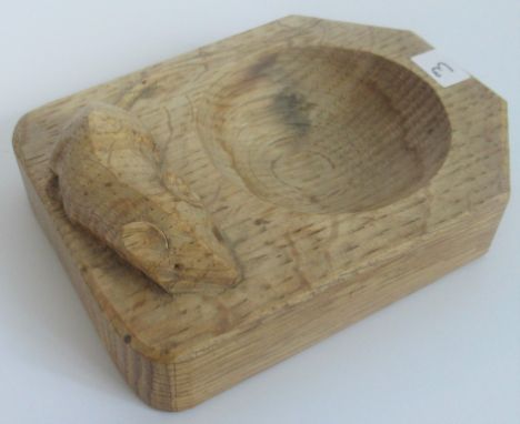 A Mouseman oak ashtray.