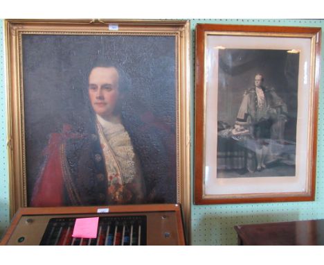 A 19th century gilt framed oil on board, portrait of an English gentleman, possibly Donald Nicoll Esq., Justice of the Peace 