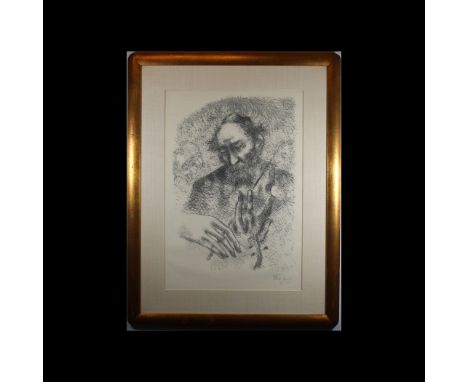 Chaim Gross (New York, Massachusetts / Austria, Poland, 1904 - 1991) Portrait of a Judaic man, Pencil/Paper. Signed and dated