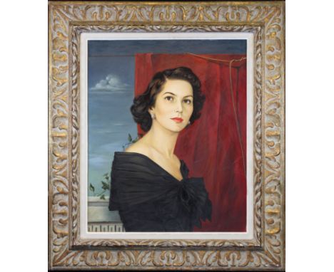 American School Portrait of a Young Woman, Signed. Oil on board. Signed "Mccullough" lower right. Signed lower right. Label v