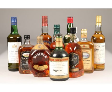 Ten assorted bottles of whisky including:MacLeod's Isle of Skye blended scotch whisky, 40% vol, 70cl., Ross-Lea finest scotch