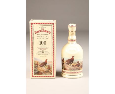 The famous grouse finest scotch whisky Highland decanter, to commemorate 100 years with carton, 40% vol, 70cl.