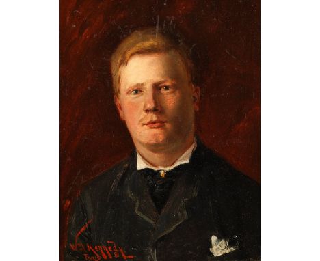 William Kennedy (Scottish 1859-1918) Gilt framed oil on board, signed, dated 81 Paris 'Portrait' 24cm x 18cmCONDITION REPORT: