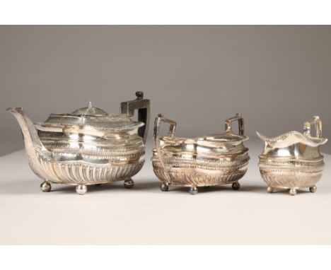 Victorian three piece silver tea service, assay marked Sheffield 1890, James Dixon and Sons, total weight 1433g