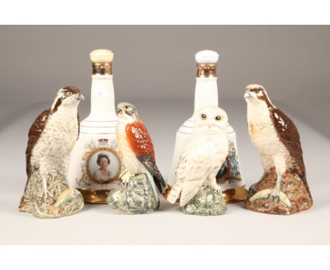 Two commemorative porcelain decanters from Bell's scotch whisky, 75cl, 43% volPorcelain Kestrel decanter, Ben Eagles scotch w