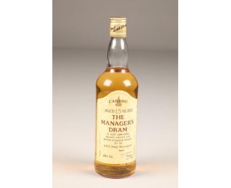 Cardhu 15 year old single malt scotch whisky, The Managers Dram, a refill cask whisky specially selected and bottled at natur